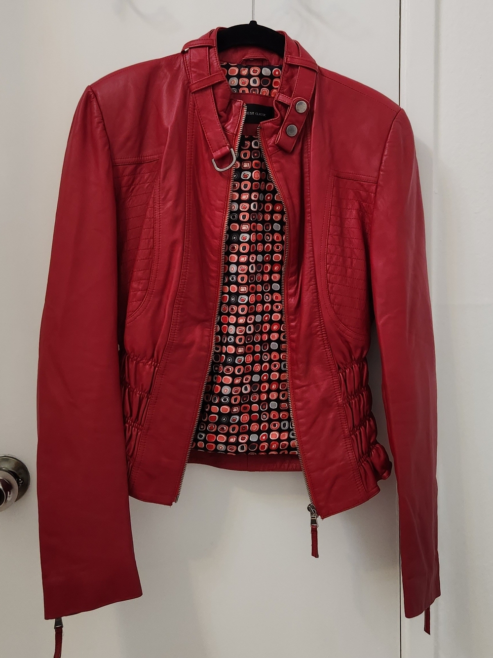 Best Classic Retro Red Leather Jacket Size S